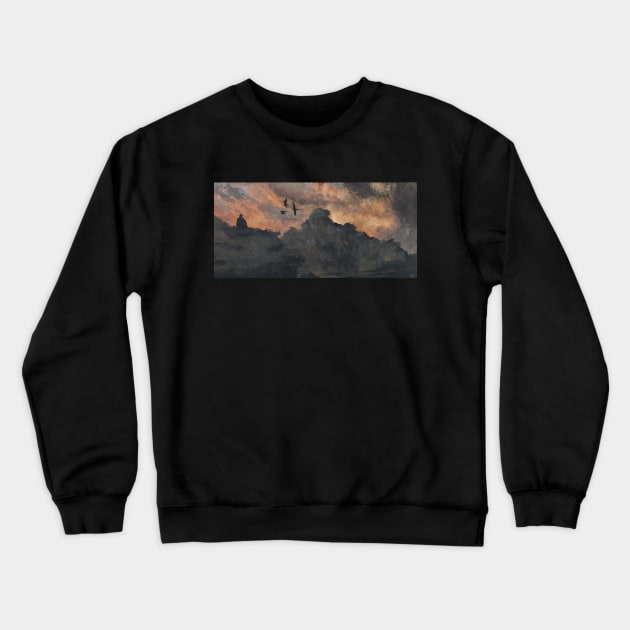 Cloudscape I - Man in Clouds Birds Fantasy Trippy Calm Peaceful Art Crewneck Sweatshirt by tylerashe